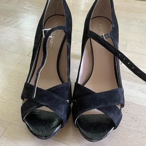 Franco Sarto Black Suede and Leather Heels